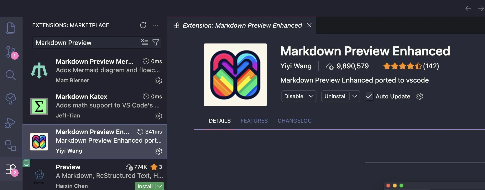 VS Code 插件市场里的 Markdown Preview Enhanced。